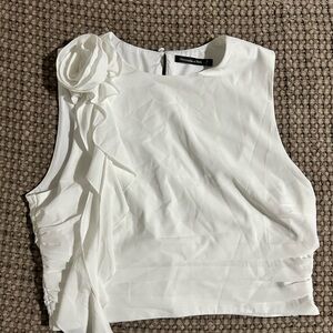 Abercrombie & Fitch White Sleeveless Blouse with Rosette